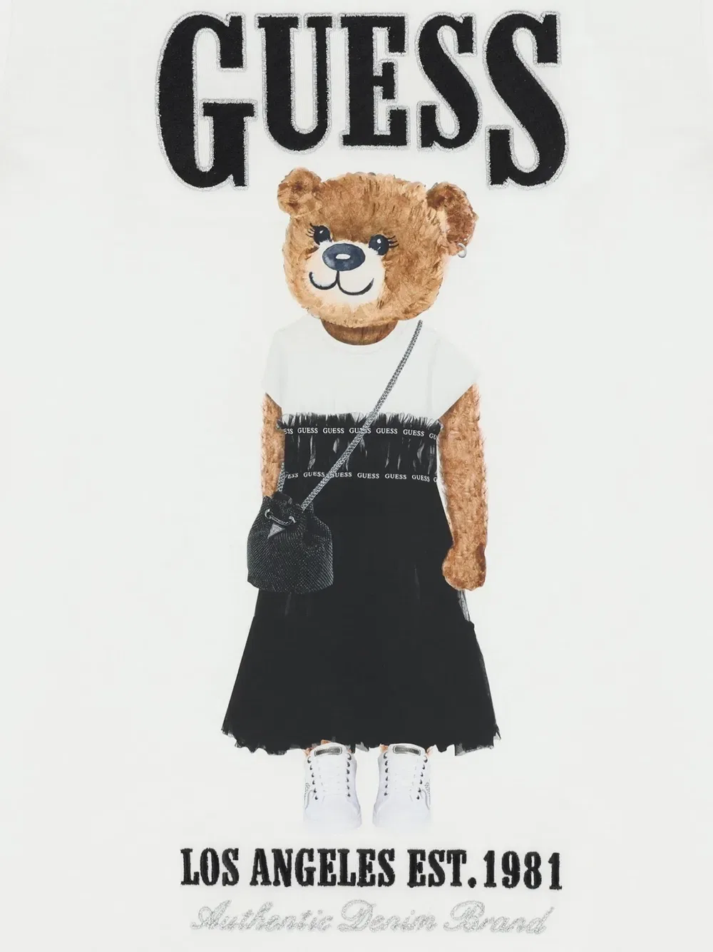 Футболка с изображением медведя Guess Kids, белый — фото 3