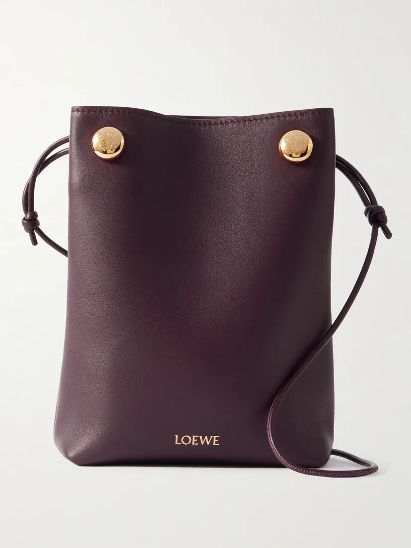 Кожаная сумка на плечо Pebble с украшениями LOEWE, бордовый