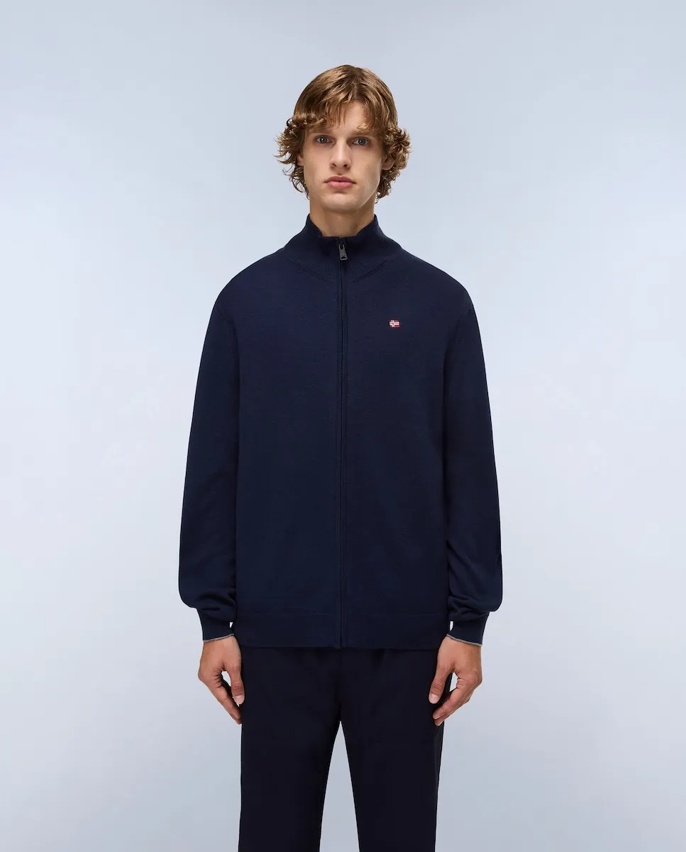 

Мужская серая вязаная куртка на молнии Napapijri, темно-синий