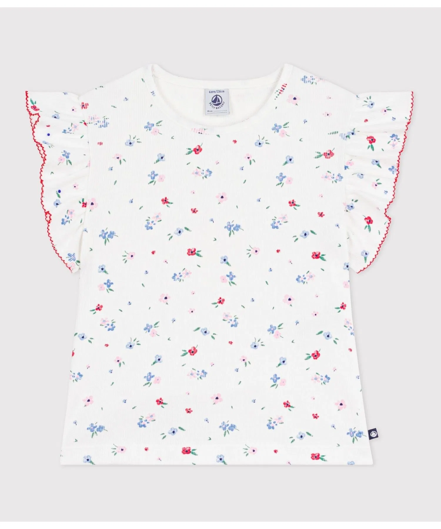Детская футболка PETIT BATEAU с коротким рукавом и цветочным принтом