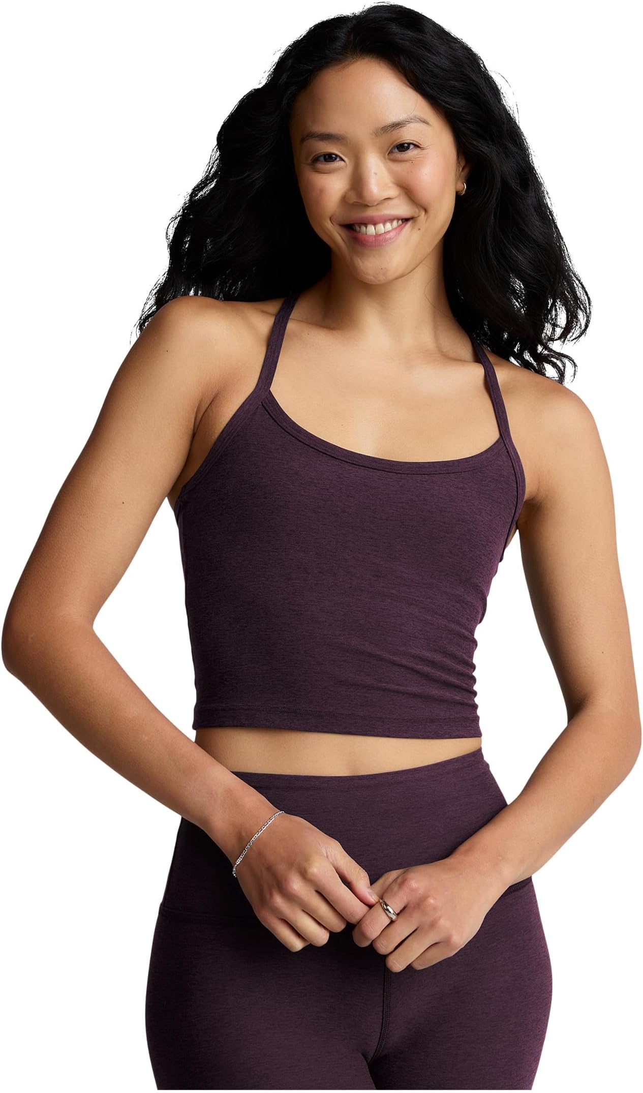 

Женская укороченная майка Spacedye Slim Racerback Beyond Yoga, Eggplant Purple Heather
