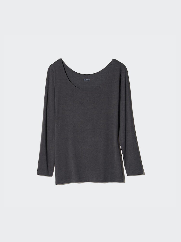 

Топ Heattech с круглым вырезом и длинными рукавами Uniqlo, цвет 08 серый
