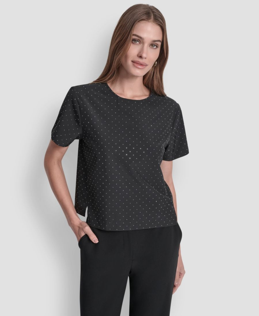 

Женская футболка с круглым вырезом и короткими рукавами DKNY, Black/crystal Stones, Черный, Женская футболка с круглым вырезом и короткими рукавами DKNY, Black/crystal Stones