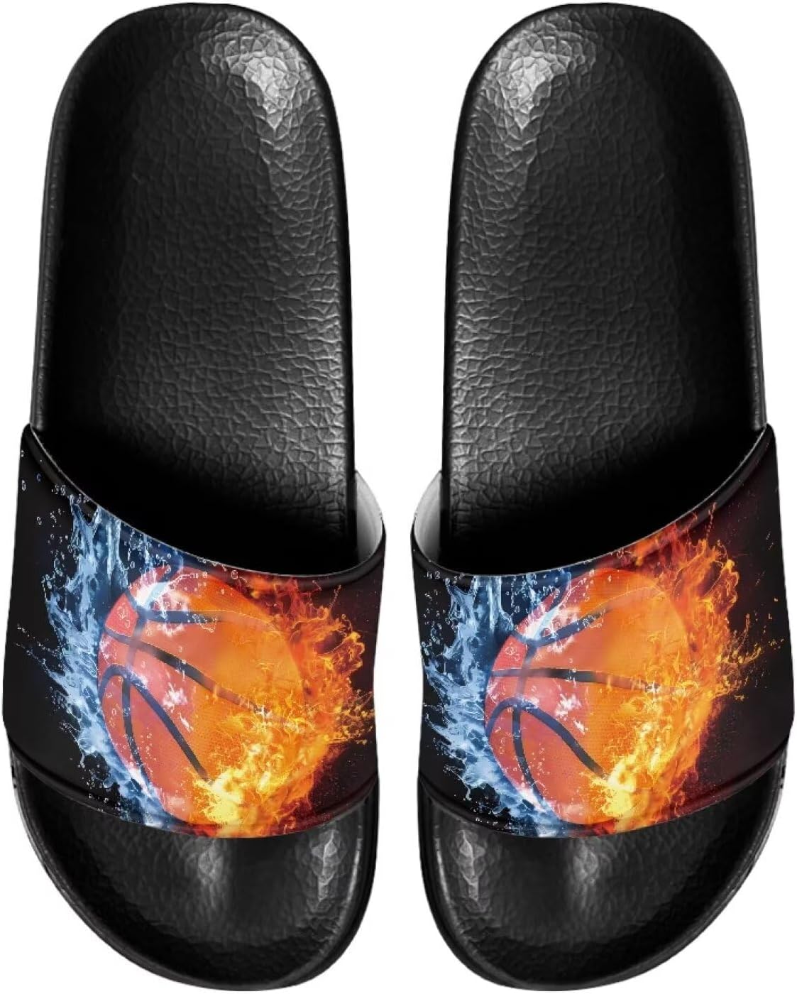 

Сандалии-шлепанцы для мужчин и женщин, с открытым носком, удобные пляжные шлепанцы на плоской подошве Judentidos, Fire and Water Basketball