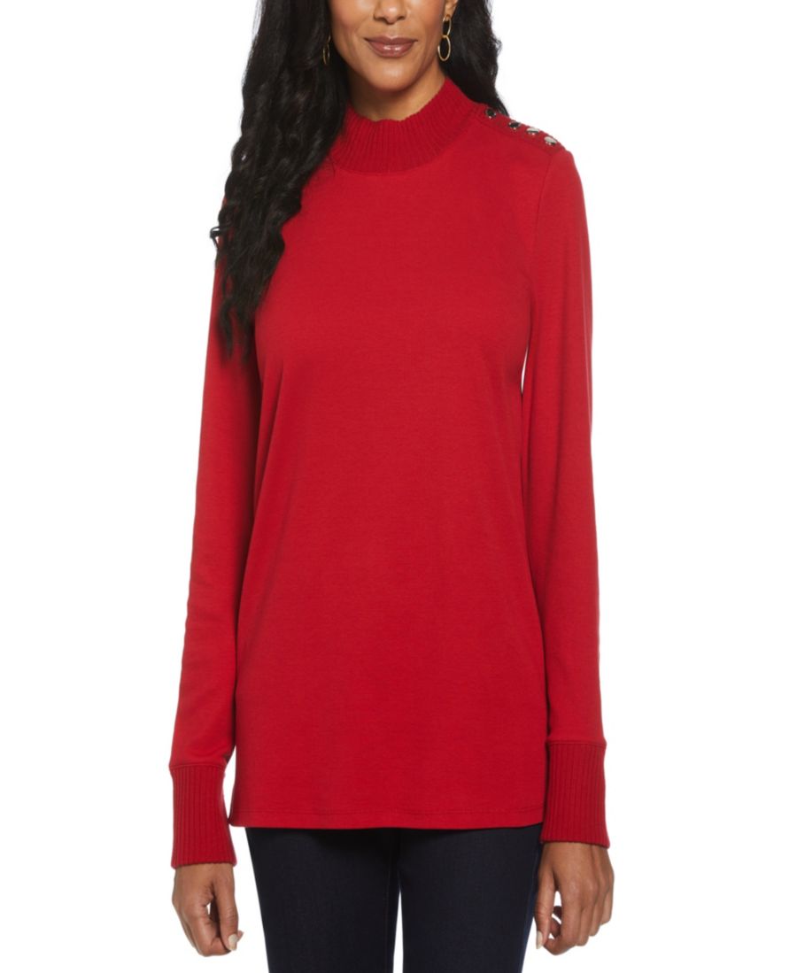 

Топ с длинными рукавами и воротником-стойкой, украшенный заклепками Rafaella, Ruby