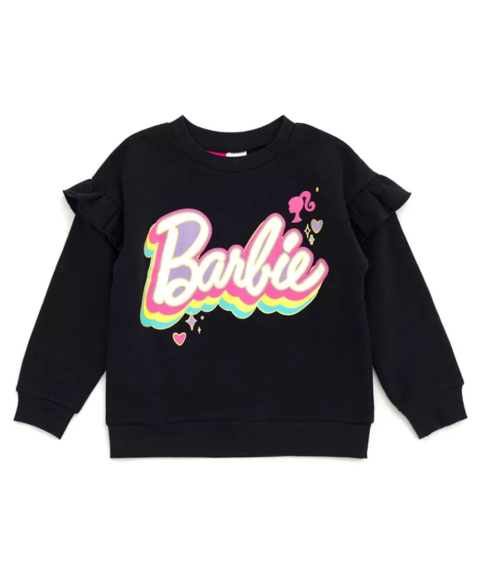 Комплект для девочки: флисовая толстовка и джоггеры Barbie, черный — фото 3