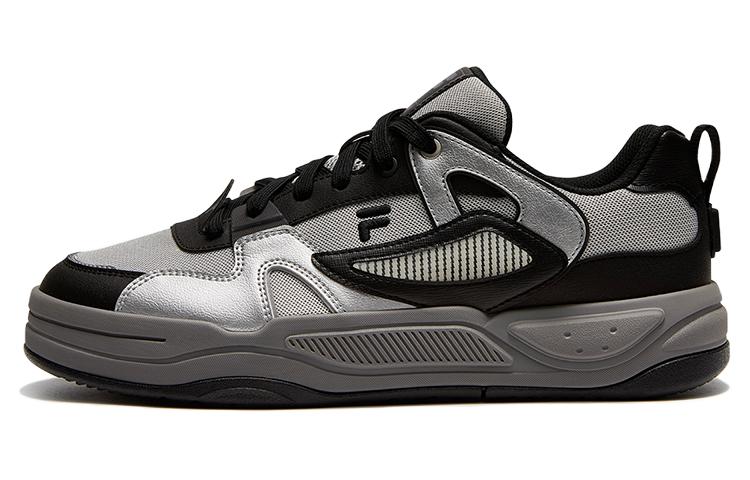 

FILA FUSION Банк 2 устойчивые к истиранию дышащие низкие скейтбордские кроссовки мужские серебристо-черные, цвет Silver Black