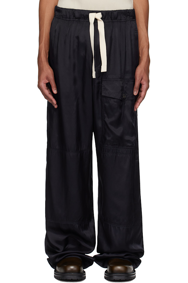 

Вискозные карго-штаны с кулиской Dries Van Noten, синий