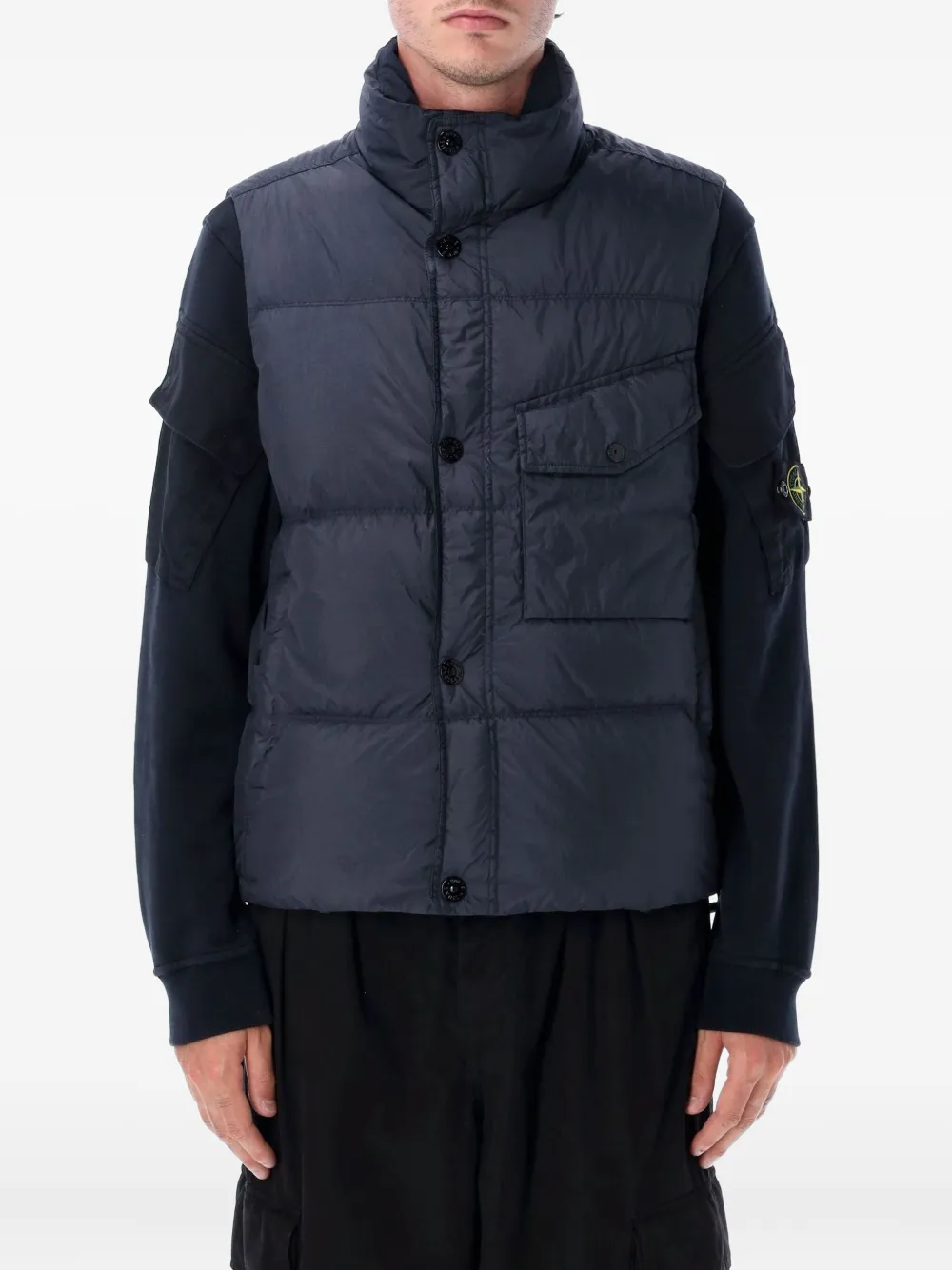 

Дутый жилет с нашивкой-логотипом Stone Island, синий