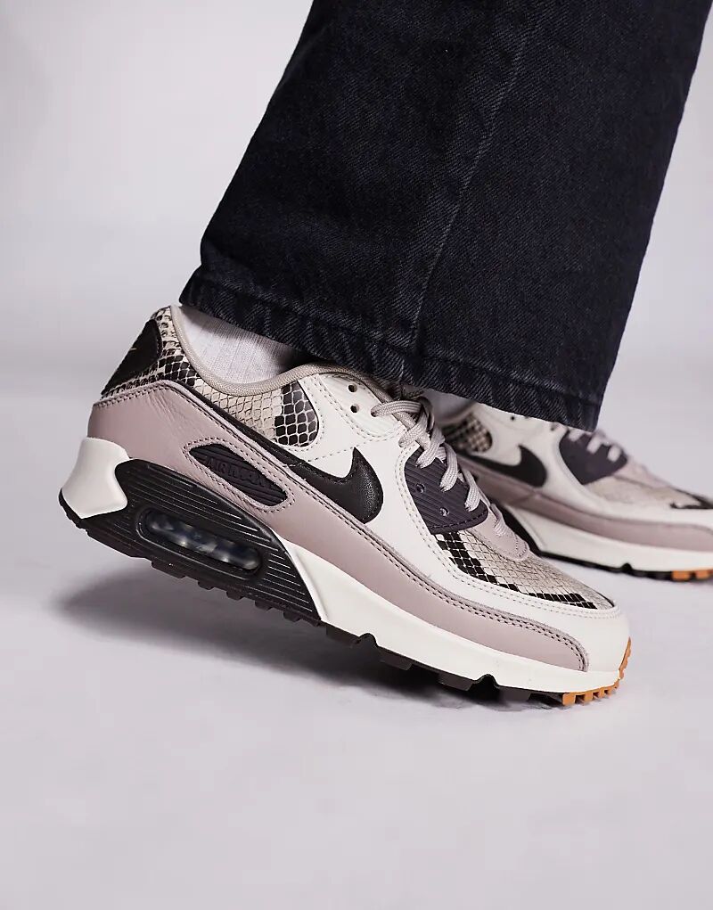 Кроссовки Nike Air Max 90 коричневого цвета со змеиным принтом