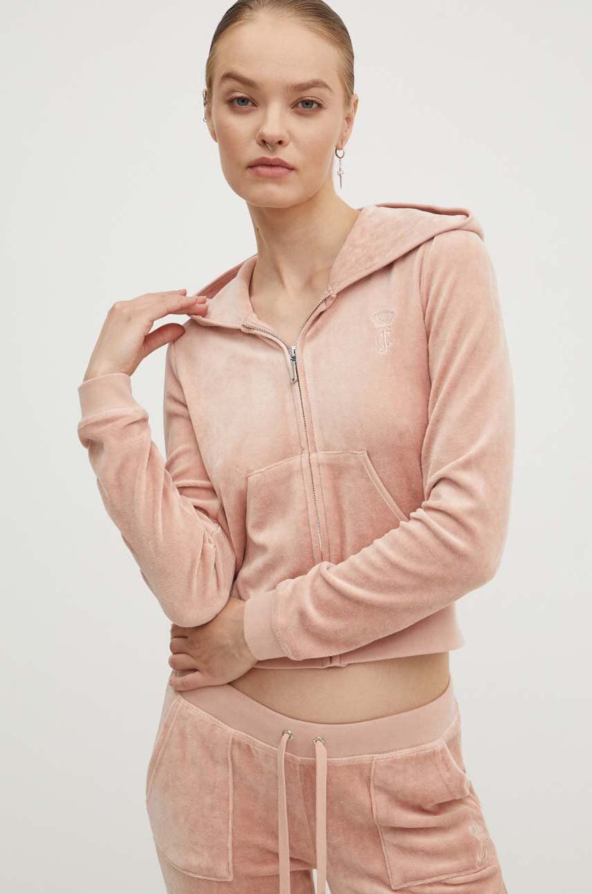 

Бархатный свитшот Juicy Couture HERITAGE ROBYN HOODIE, бежевый