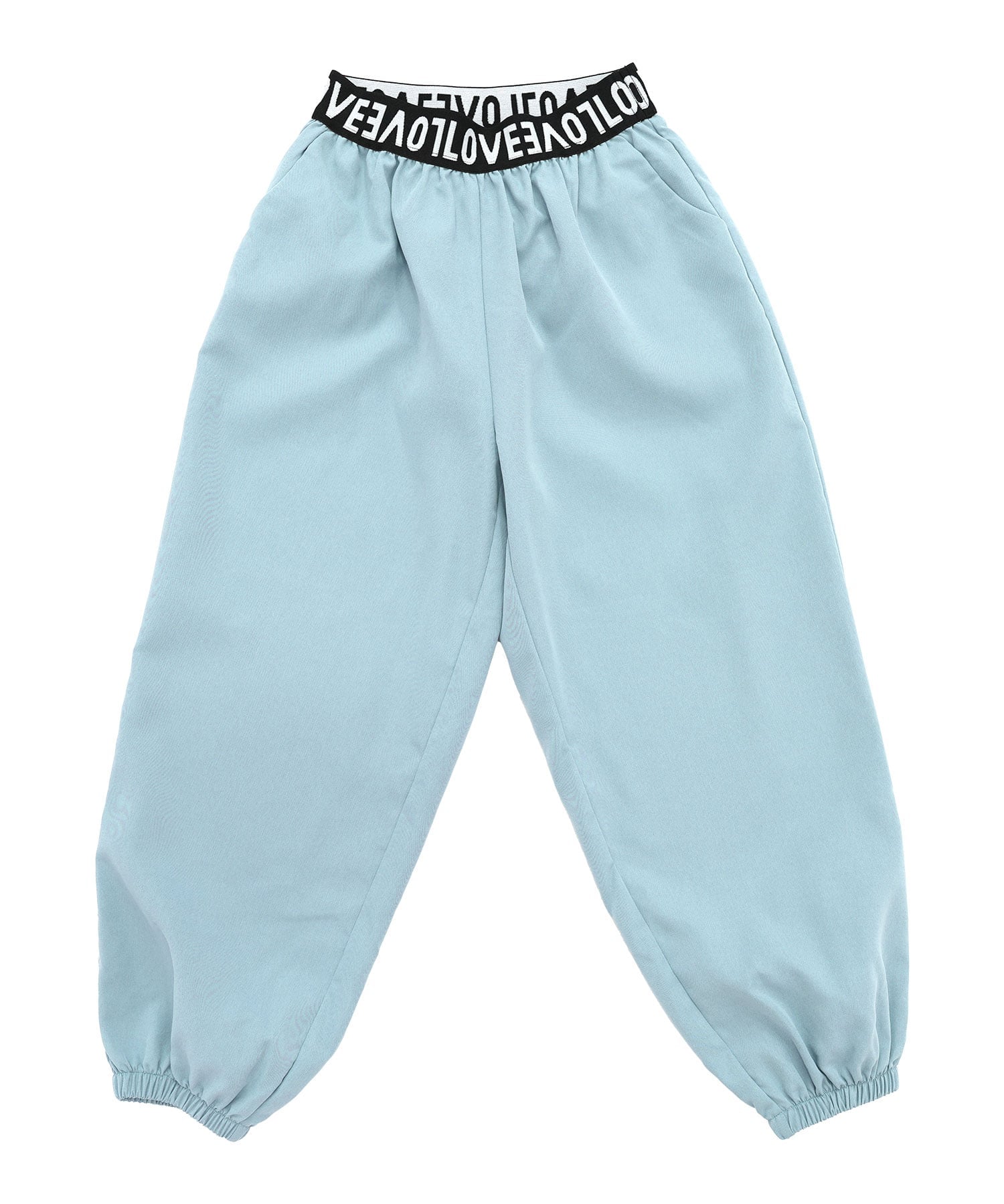 Брюки-карго Bee с лентой и карманами, детская одежда для девочек Bee, Light blue x LOVE logo — фото 3