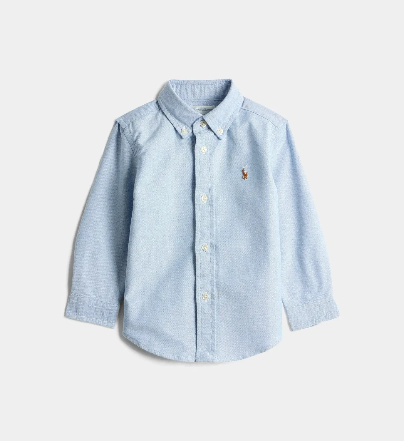 Прямая рубашка из смесового оксфордского хлопка Polo Ralph Lauren, голубой