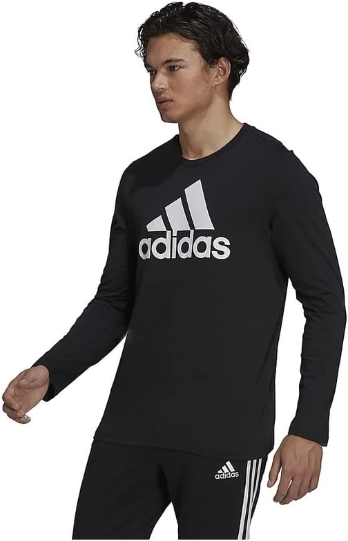Мужская футболка с длинным рукавом Adidas Essentials BL SJ, черно-белый/белый — фото 3