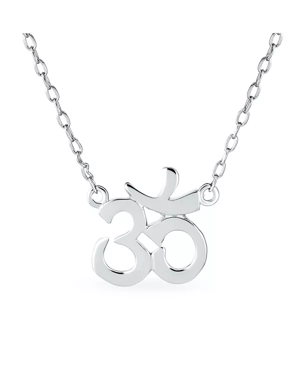 

Ожерелье с подвеской на санскрите «Аум Ом» из стерлингового серебра с розовым покрытием 14 карат, гармония, йога Bling Jewelry, silver
