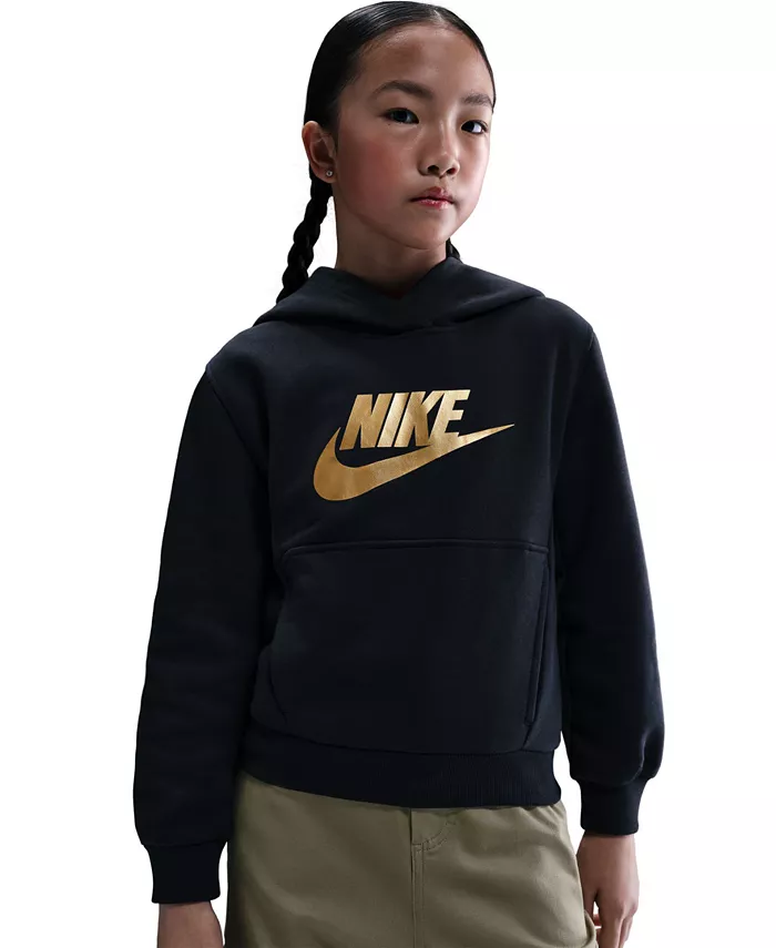 Детская спортивная толстовка Club Fleece с золотым атласным логотипом Nike — фото 3