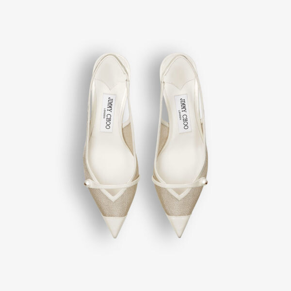 Туфли Amita 45 на пятке из кожи и сетки Jimmy Choo, цвет latte/champagne — фото 2