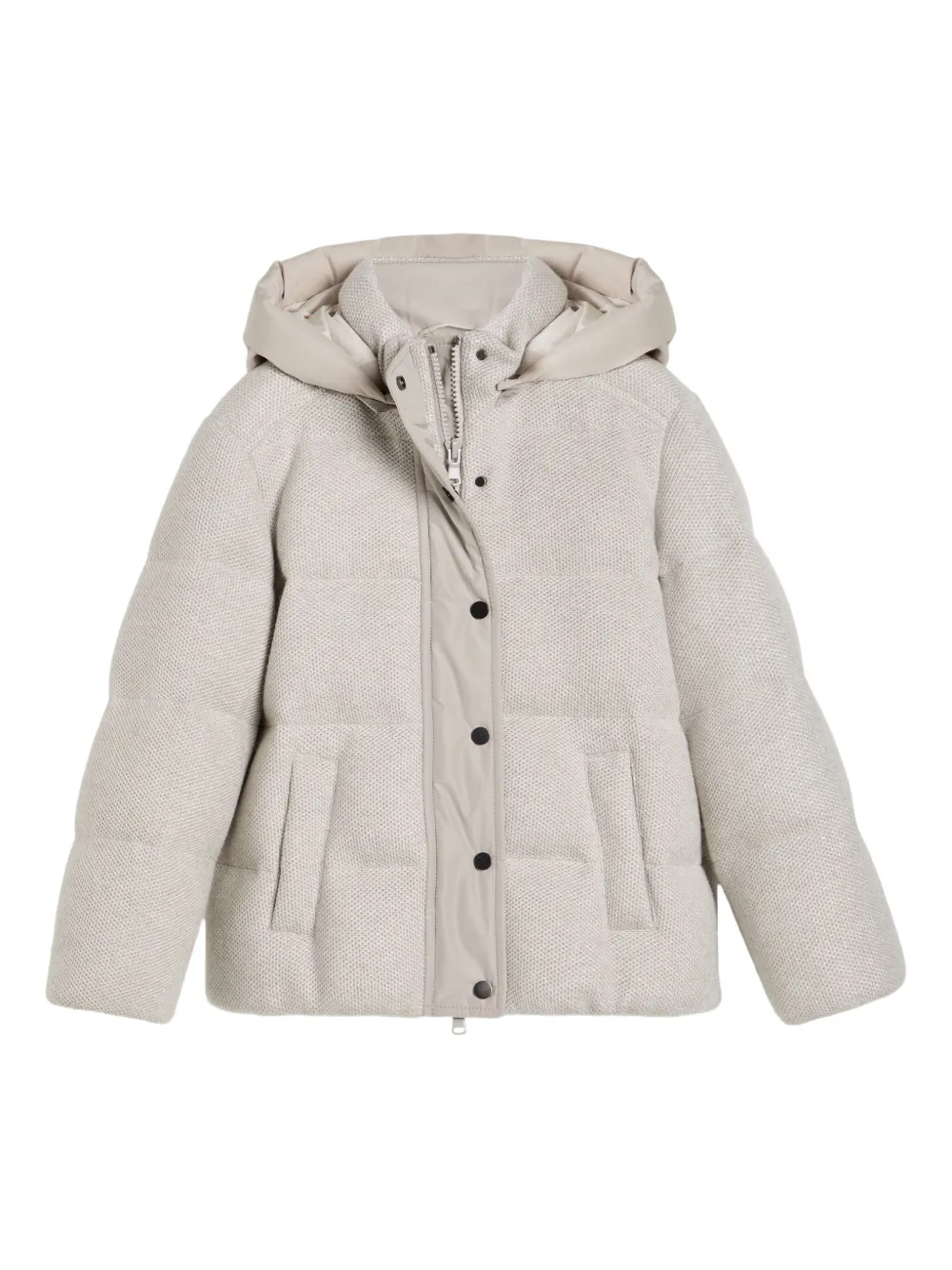 

Стеганая куртка с капюшоном Brunello Cucinelli Kids, нейтральный