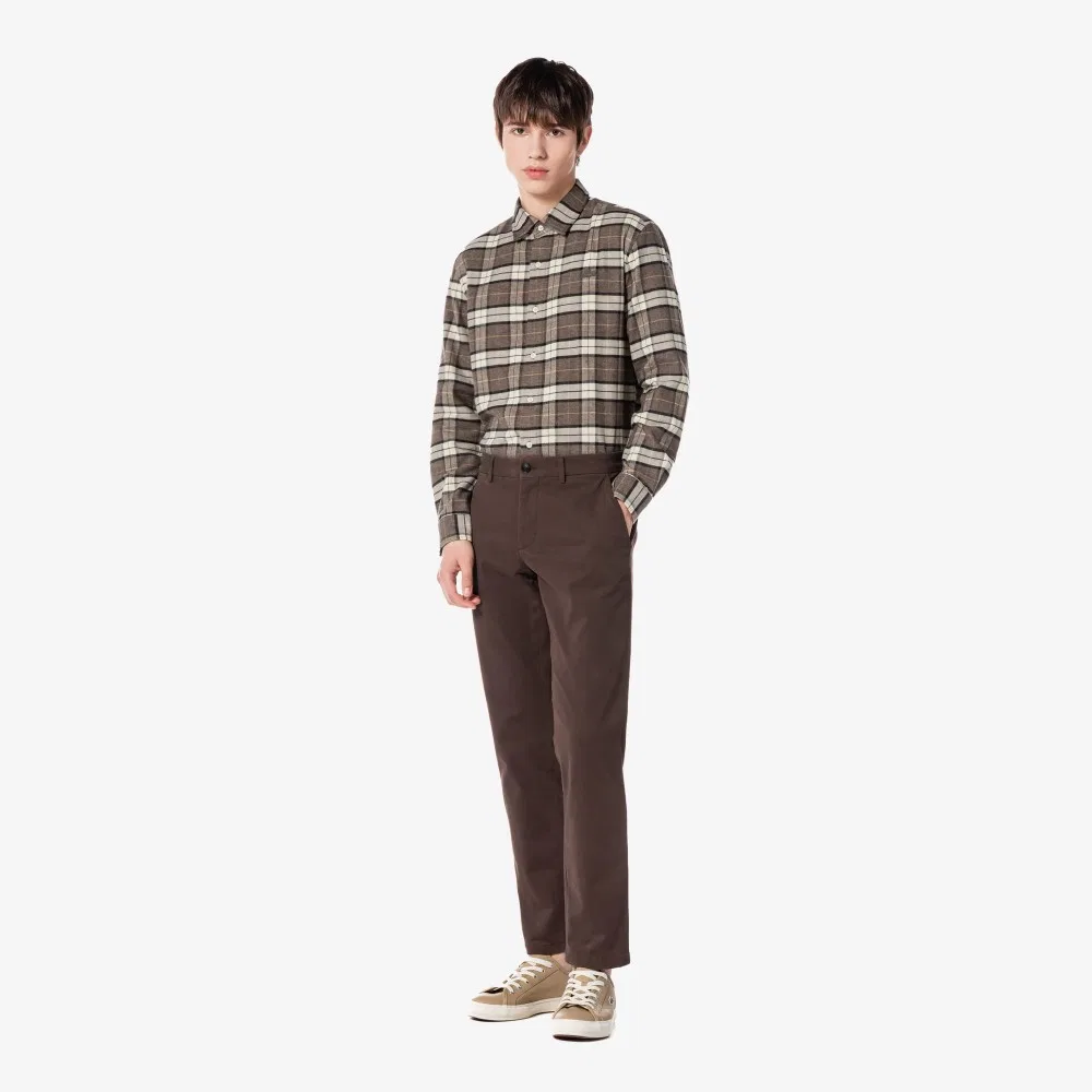 Мужские коричневые брюки чинос с начёсом от Lacoste — фото 4
