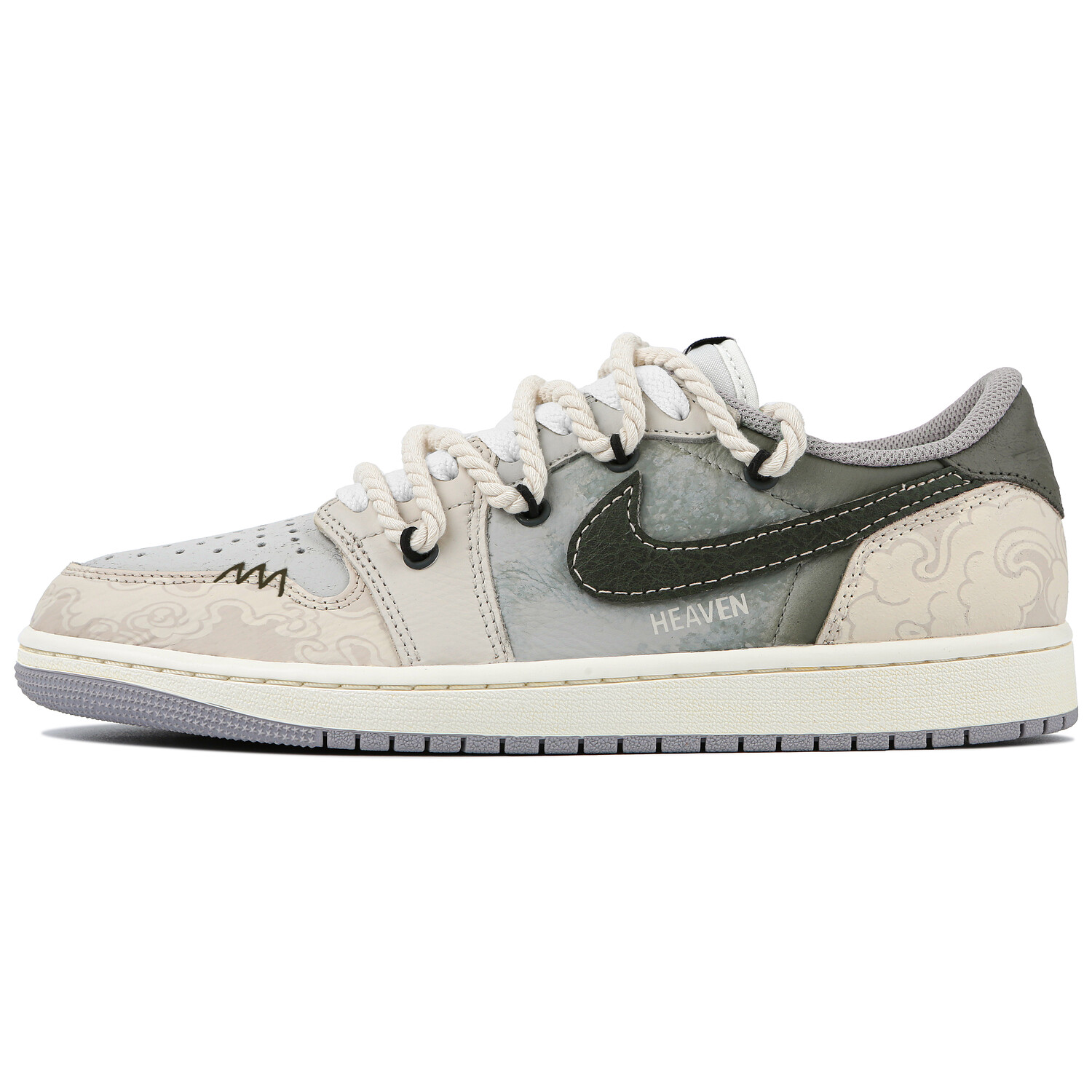Кроссовки Air Jordan 1 Vintage Basketball Shoes Unisex Low-top Beige/green, зеленый