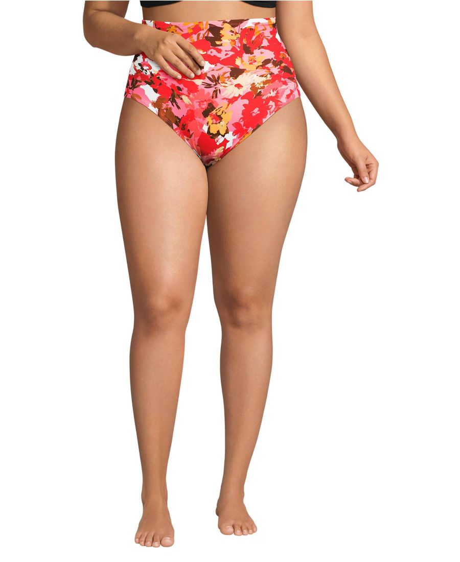 

Женские бикини-трусики SlenderSuit с ультравысокой талией Lands' End, Daylily red multi floral