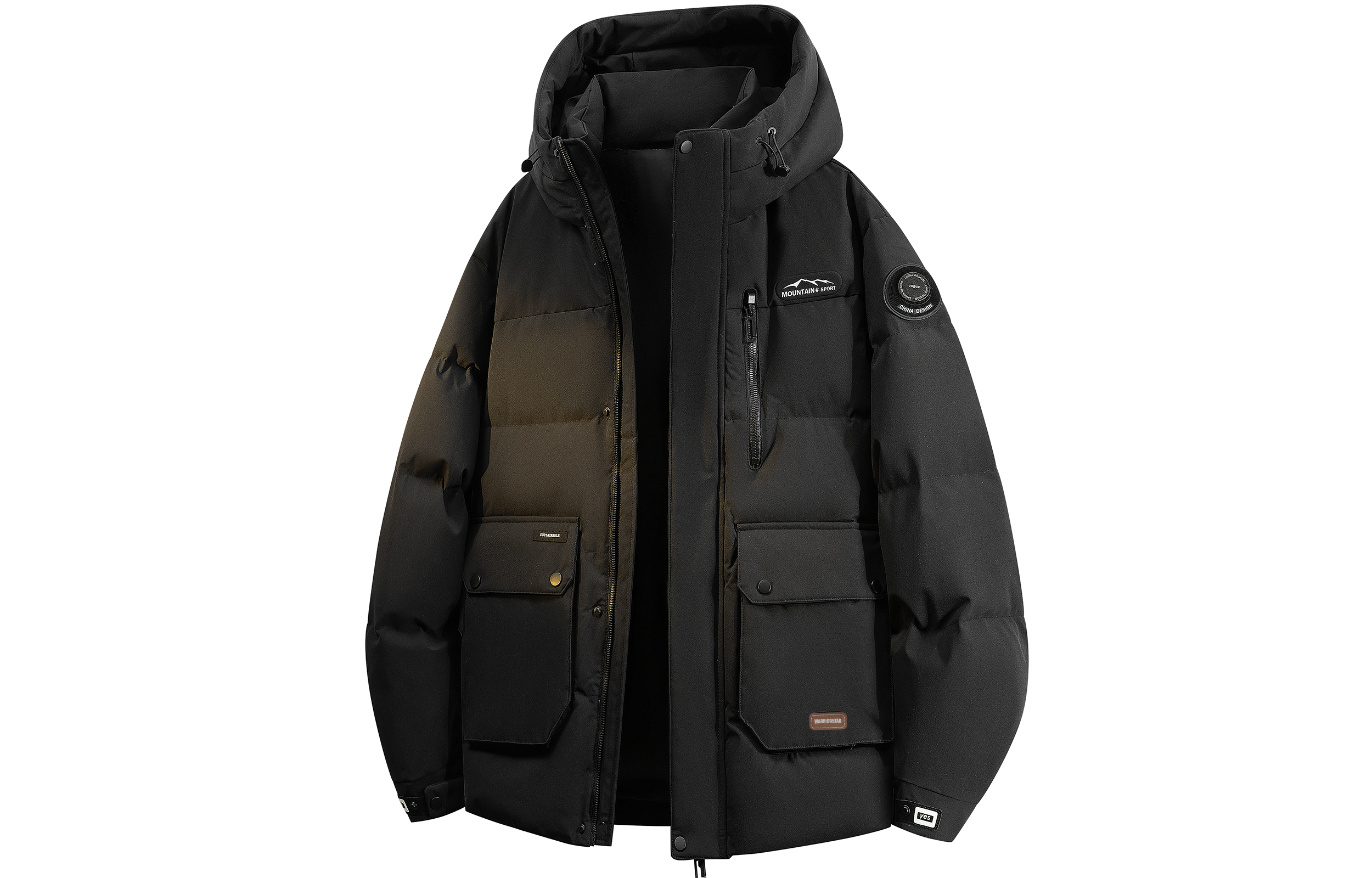 

Пуховик Unisex с капюшоном утепленный WARRIOR, черный[free diy badge]