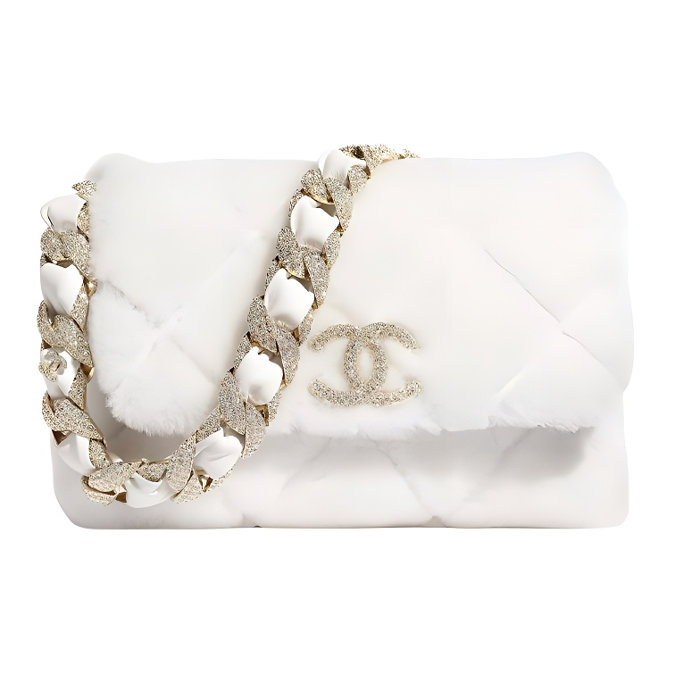 

CHANEL Белая женская сумка через плечо из овчины