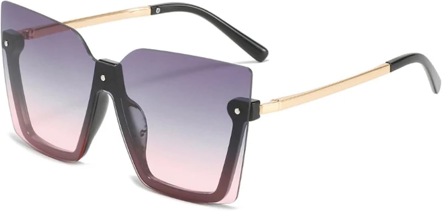 

Винтажные солнцезащитные очки в полуободковой оправе для женщин и мужчин, модные очки в крупной оправе для активного отдыха и вождения, защита от УФ-излучения UV400 TKKTLLT, Black Gray Pink