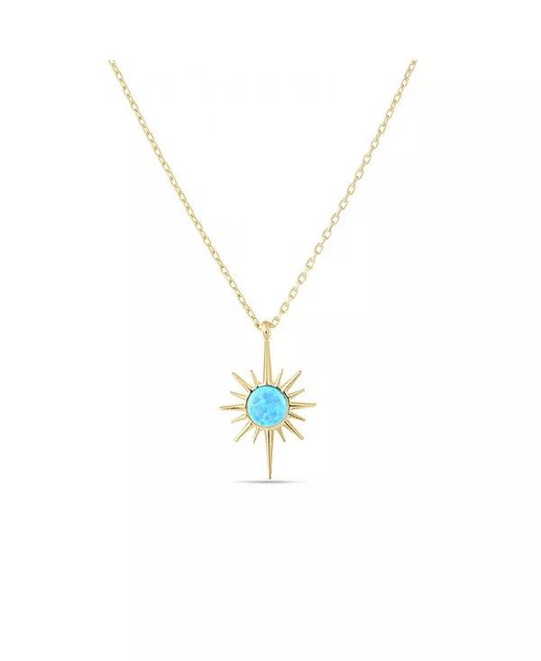 

Ожерелье с подвеской из стерлингового серебра с голубым опалом Northern Star Spero London, gold