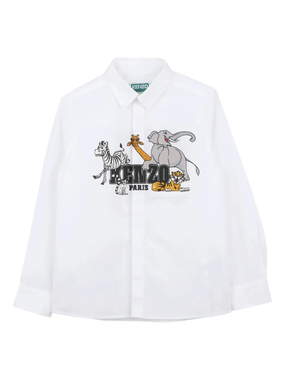 

Рубашка с анималистичным принтом Kenzo Kids, белый