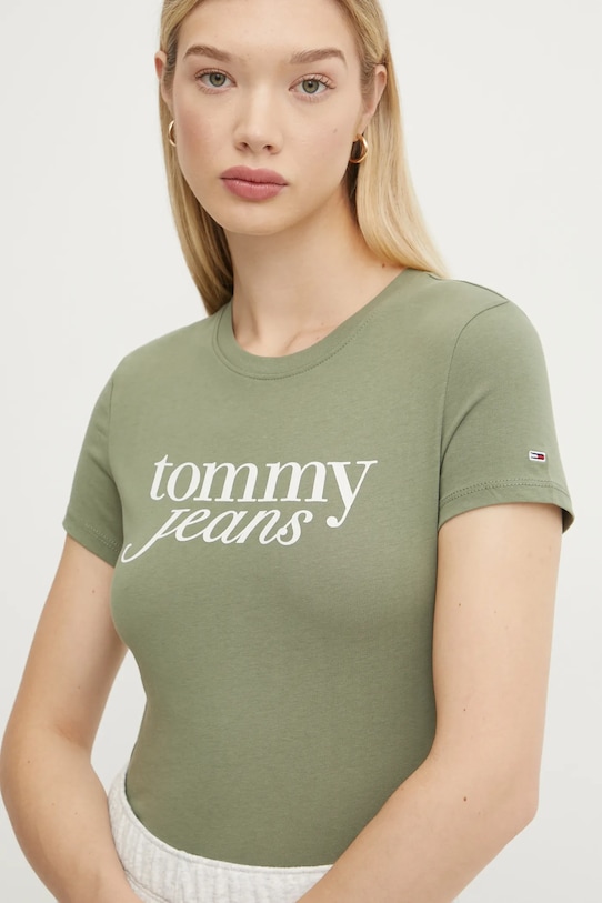 

Хлопковая футболка Tommy Jeans, зеленый