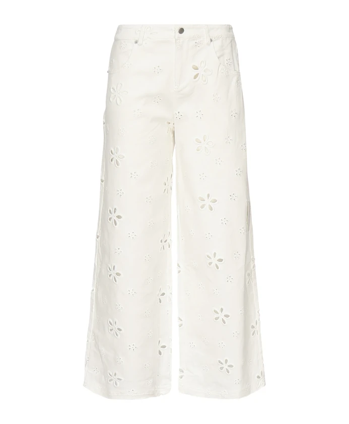 

Белые джинсы с цветочным принтом и застежкой-молнией For Love & Lemons, белый