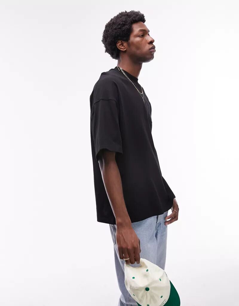 

Черная супер-оверсайз-футболка Topman