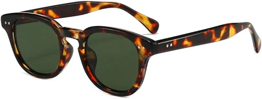 

Популярные модные квадратные солнцезащитные очки конфетных цветов для женщин, винтажные с заклепками, мужские солнцезащитные очки UV400 UATXTAU, Leopard Dark Green