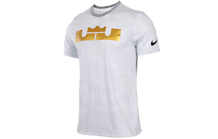 Nike Футболка мужская бело-серая Crew Neck Moderate Straight Fit — фото 2