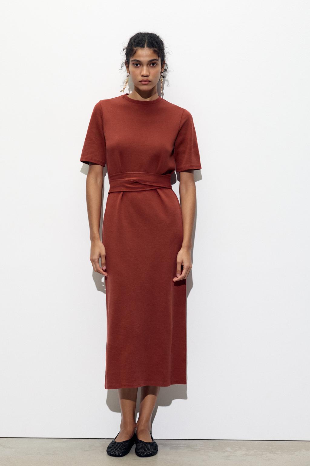 

Платье с замком на поясе ZARA, цвет Dark red