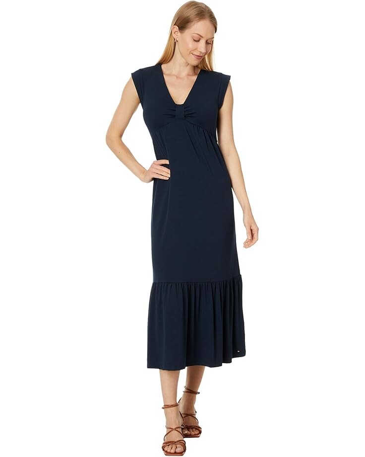 

Платье Tommy Hilfiger Solid Tiered Midi Dress, цвет Sky Captain