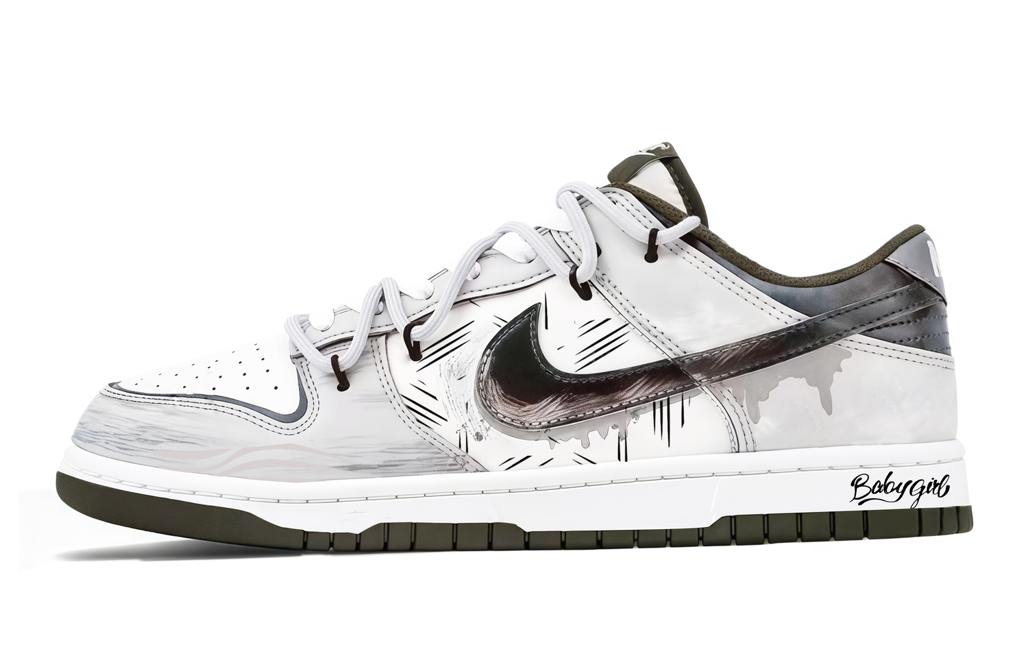 

Nike Мужские износостойкие низкие скейтбордные кроссовки Dunk белого и серого цвета