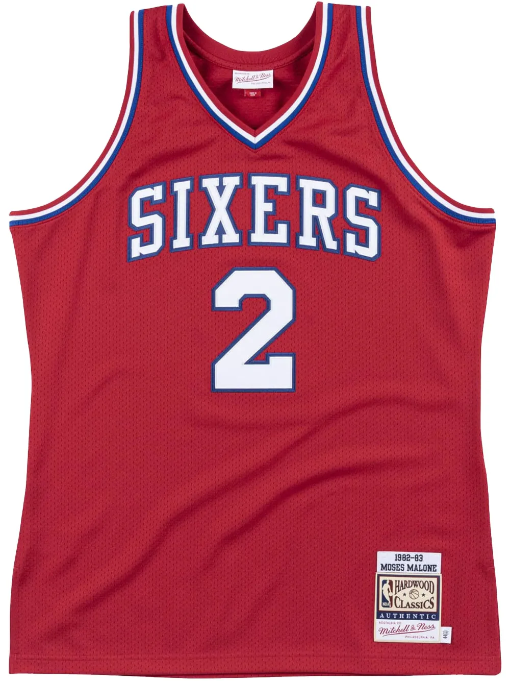 

Топ Authentic 79ers 1982 Moses Malone Mitchell & Ness, красный