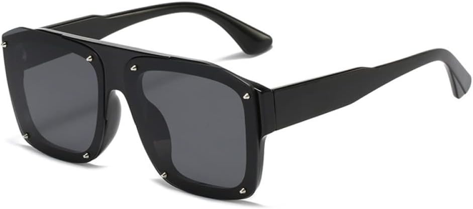 

Модные солнцезащитные очки для мужчин, большие, в стиле панк, черные, солнцезащитные очки для женщин, винтажные, с заклепками (красно-серые, один размер) LXLHWN, C1black-black