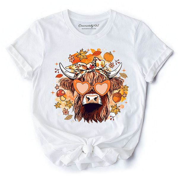 

Футболка Fall Highland Cow с принтом и осенним настроением Ornamentallyyou, White, Белый, Футболка Fall Highland Cow с принтом и осенним настроением Ornamentallyyou, White