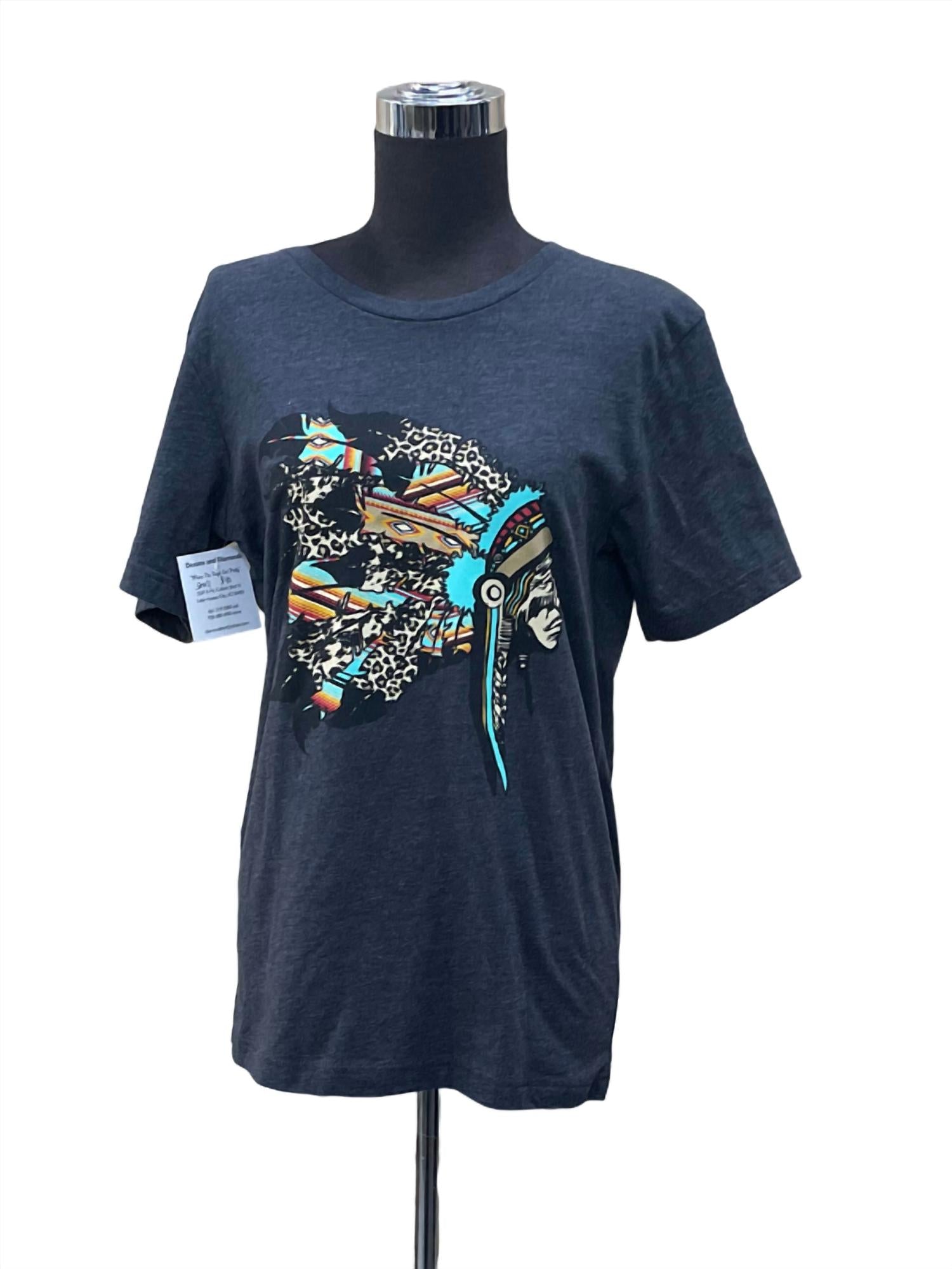 

Женская футболка с индийским силуэтом серого цвета Spirit to a Tee