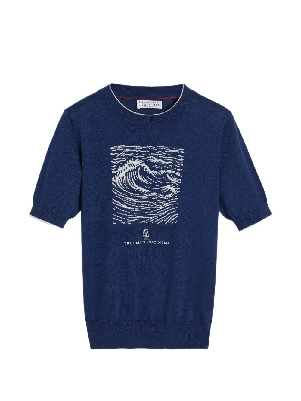 Легкая футболка вязки интарсия Brunello Cucinelli Kids, синий