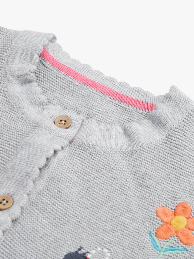 Детский хлопковый кардиган с длинными рукавами и вышивкой Frugi, Grey Mid — фото 2