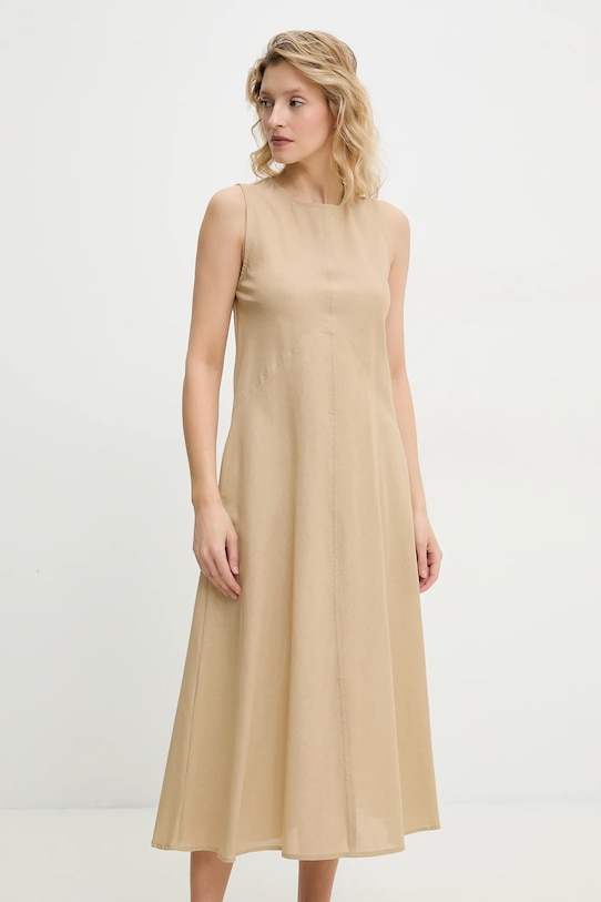 

Платье с льняной тканью Answear.Lab, бежевый