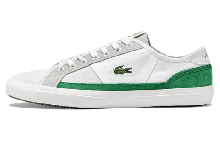 

Низкие мужские скейтерские кеды бело-зеленые LACOSTE