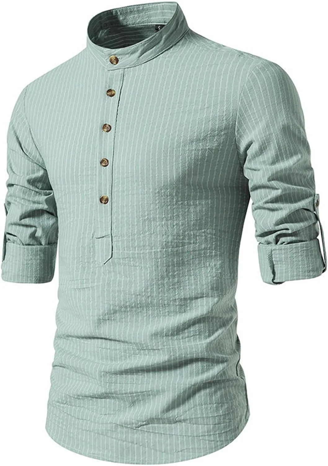 

Мужская повседневная рубашка из хлопка с длинным рукавом в полоску xoxingysm