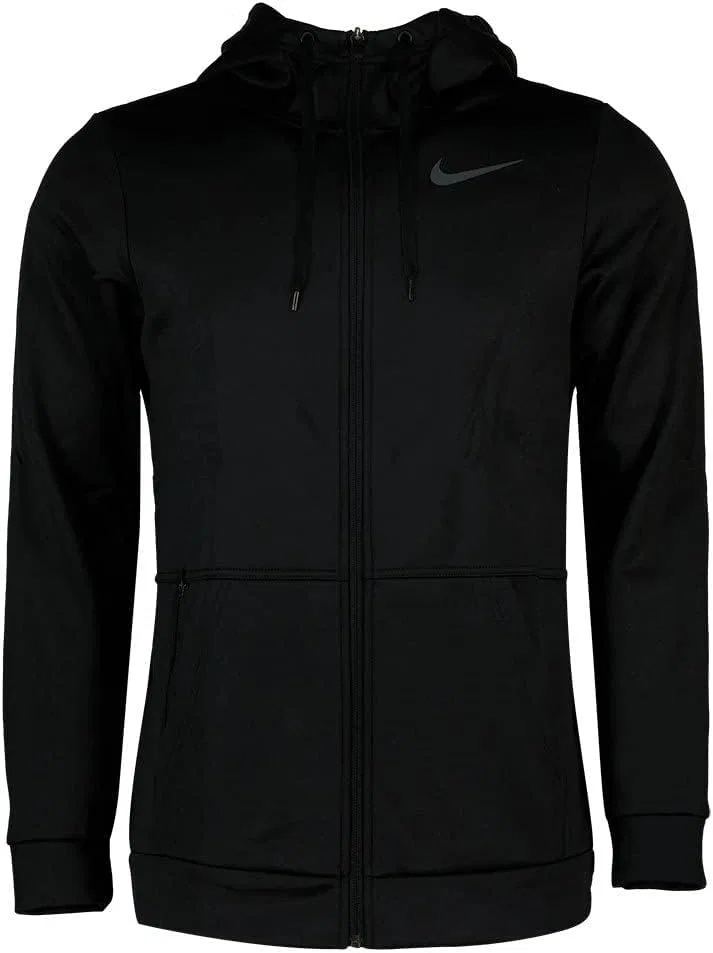 Мужская тренировочная толстовка Nike Therma темно-серого цвета с черной застежкой-молнией
