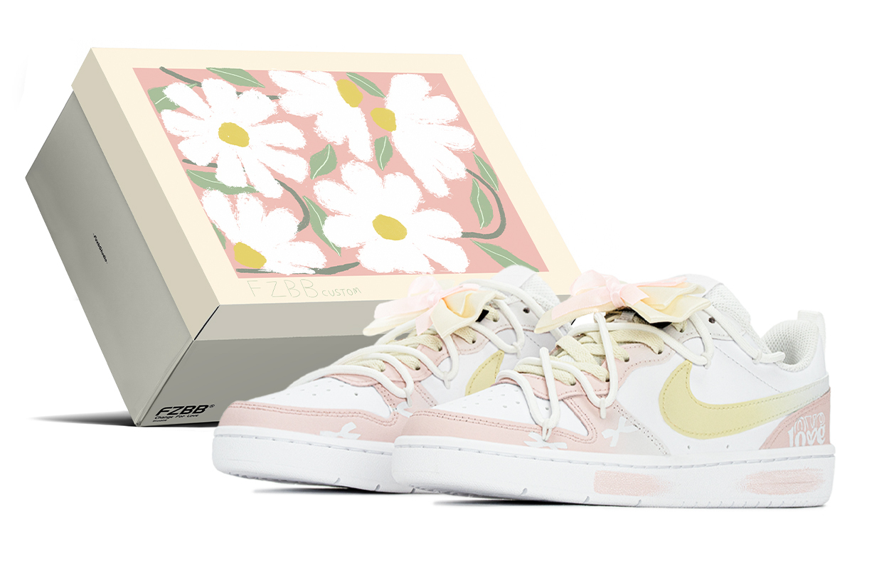 

Nike Court Borough Low 2 Low top детские скейтбординг кроссовки pink yellow подростковые