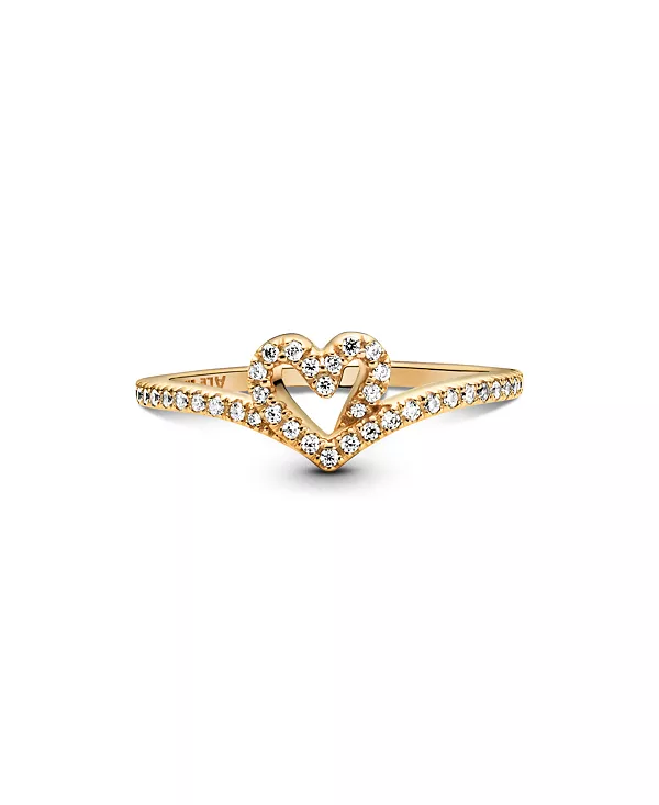 

Кольцо с кубическим цирконием в форме сердца, вечное желание Pandora, gold